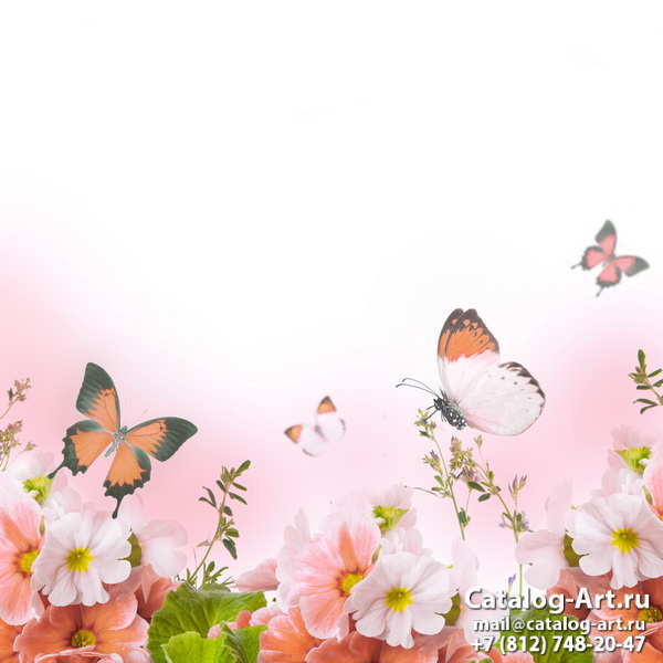 Натяжные потолки с фотопечатью - Розовые цветы 82